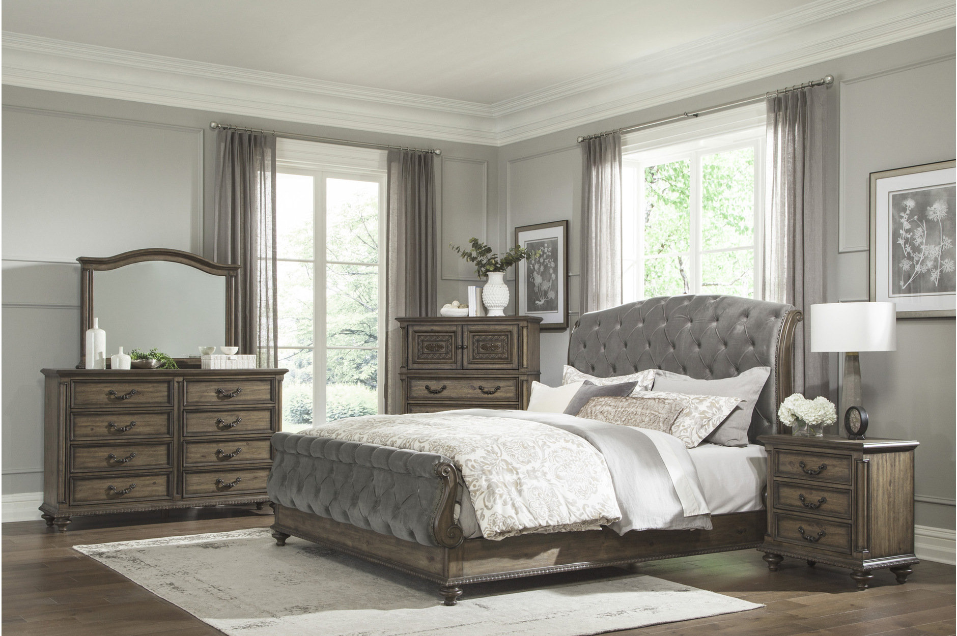 Gray sleigh bed king discount